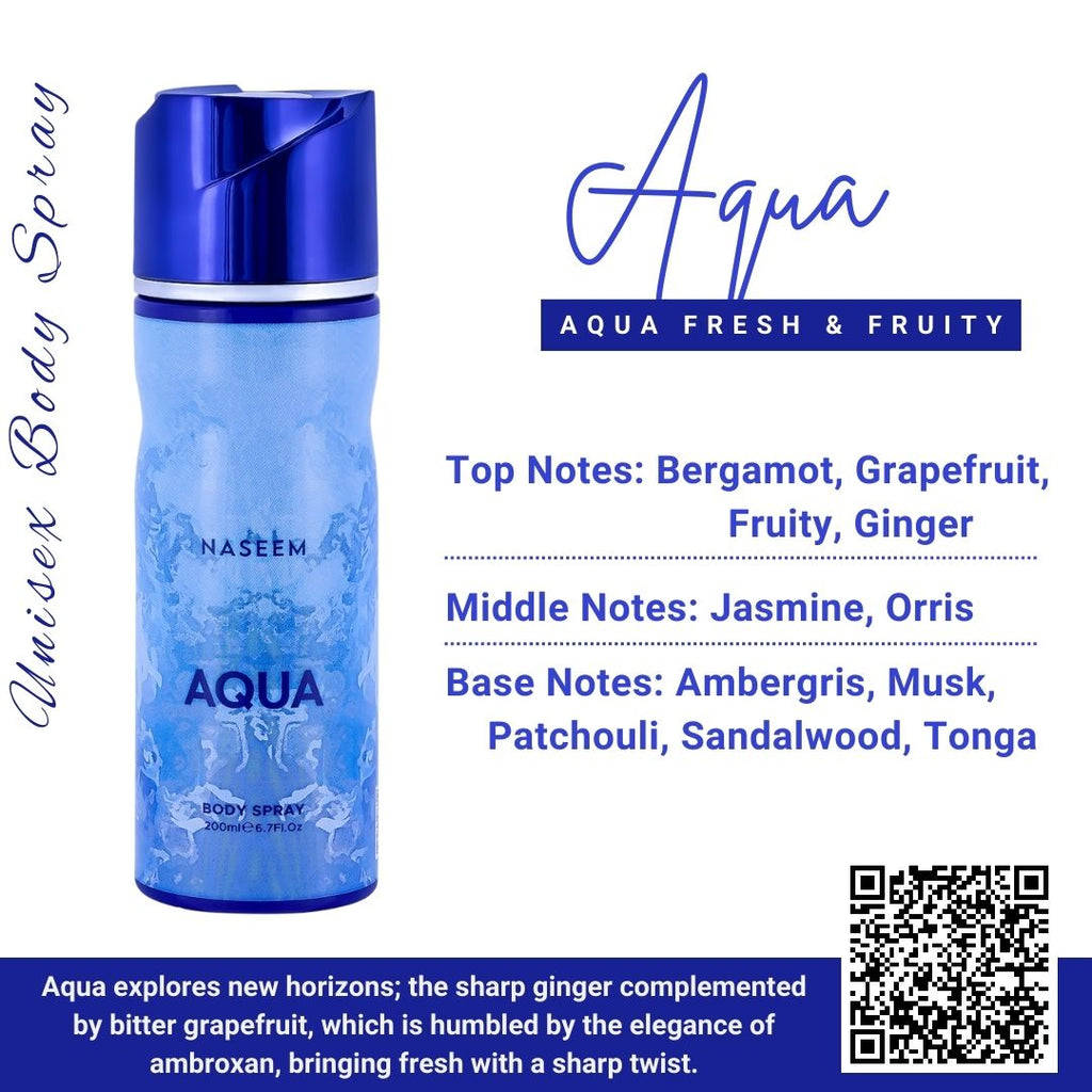 NASEEM AQUA Body Spray for Unisex 6.8 Fl.Oz.